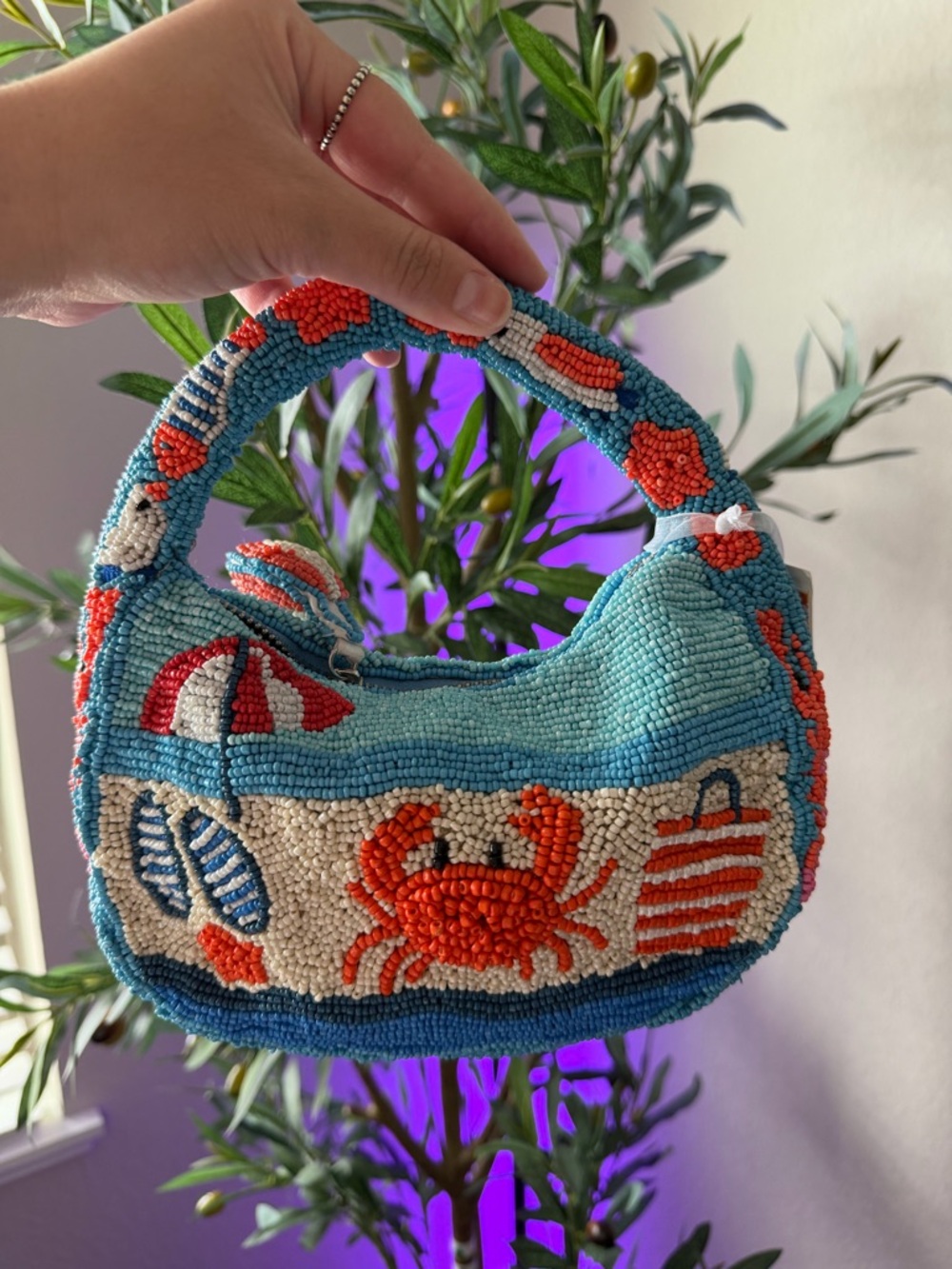 Viral Beach Crab Mini Beaded Shoulder Bag